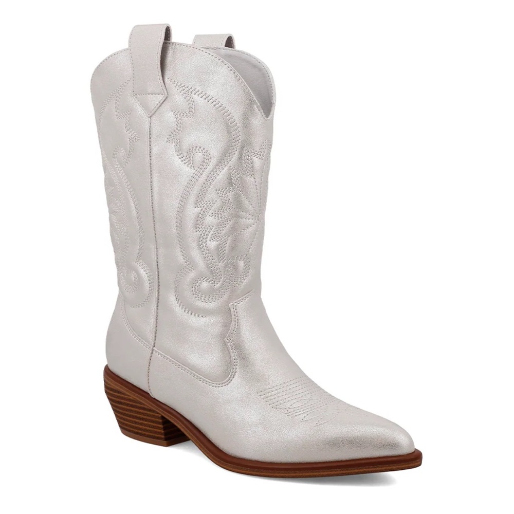Elegant Gray Western Boots (KELSHA - SILVER)